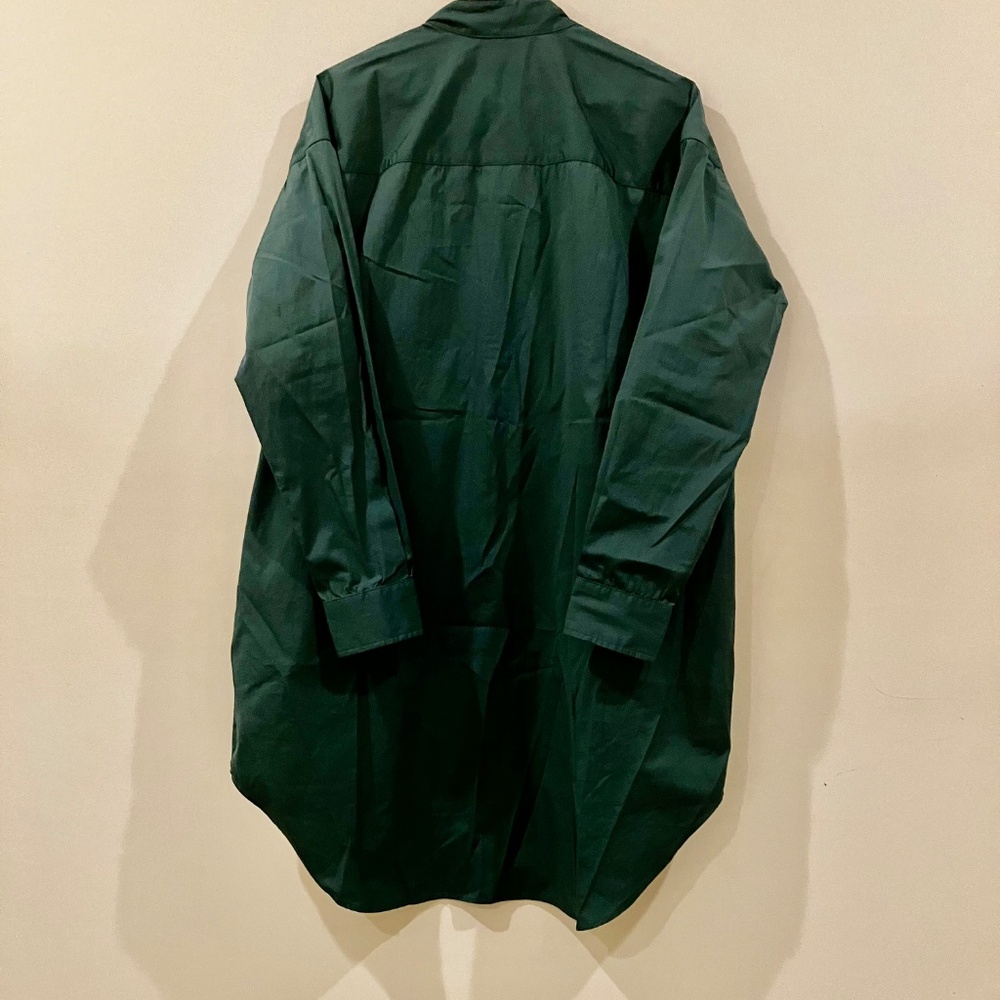 Frank & Eileen Tori” Italian Cotton Tuxedo Button Up Shirtdress Green W Pockets - Picture 4 of 7